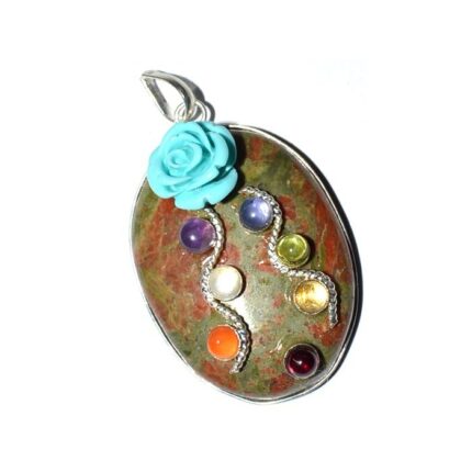 Unakite Oval Chakra Pendant healing chakra stone pendant