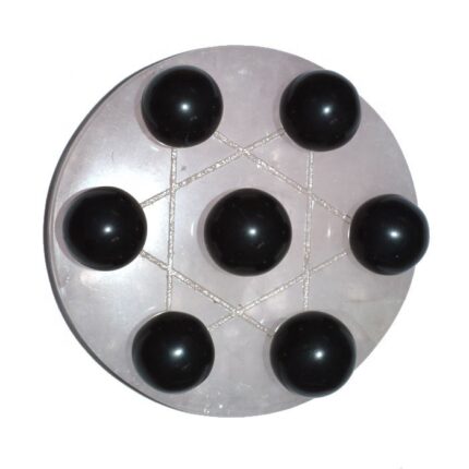 7 Black Agate Ball on Star of David Rose Base