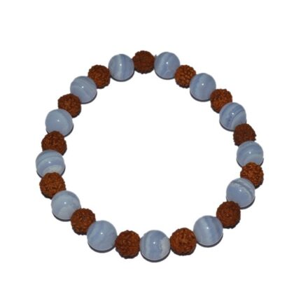 Healing Gemstone Blue Lace Agate With Rudraksha Bracelet