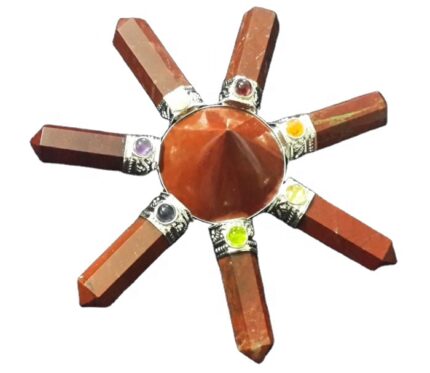 Red Jasper Crystal 7 Point Energy Generator with Chakra Stones Reiki Healing Crystal Gemstone Crystal Christmas